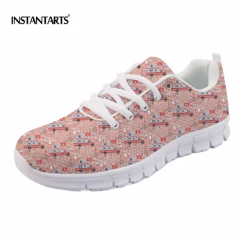 

INSTANTARTS Hot Nurse Print Women Sneaker Shoes Medical Bus Pattern Woman Flat Shoes Fashion Breathable Mesh Shoes Ladies Female