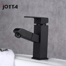 Copper hot and cold pull faucet Bathroom lavatory faucet wash toilet black pull faucet