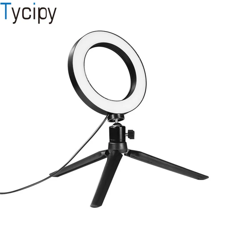 Tycipy 20 см Selfie Ring Light светодиодный студийный фотокамера кольцевая лампа с треногой для смартфона Make Up Youtube