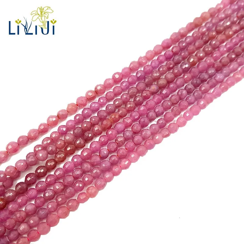 

Lii Ji Gemstone Natural Red Ruby Approx 4mm Faceted Round Beads 39cm For DIY Jewelry Making
