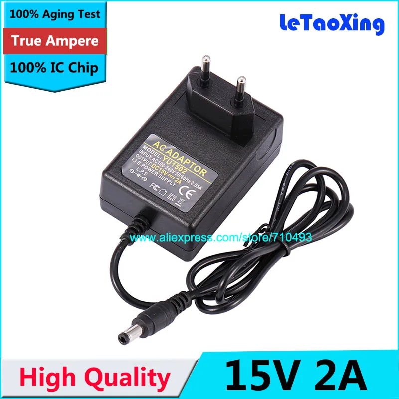 High Quality AC 100 240V to DC 15V 2A Power Adapter Supply 1.2A Charger