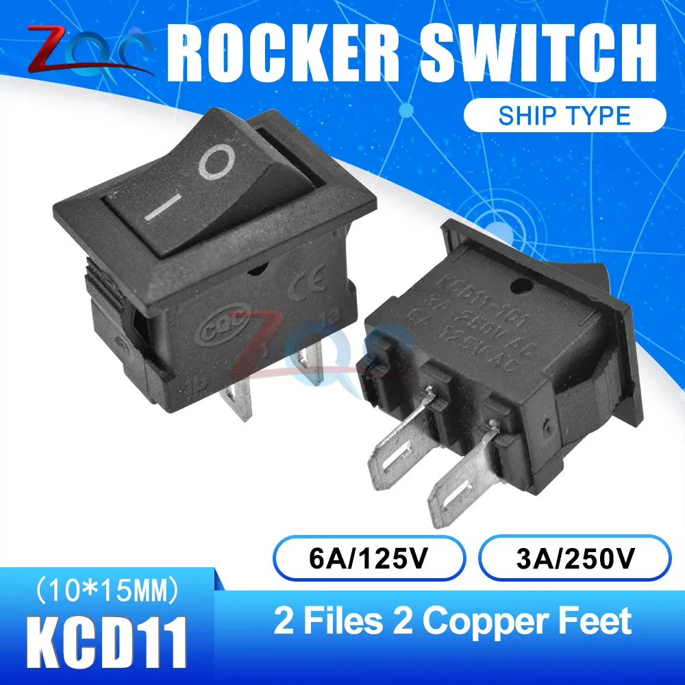 Кнопочный переключатель 10x15 мм SPST 2Pin 3A 250V KCD11 10 шт. кнопочный * 15 черный красный и