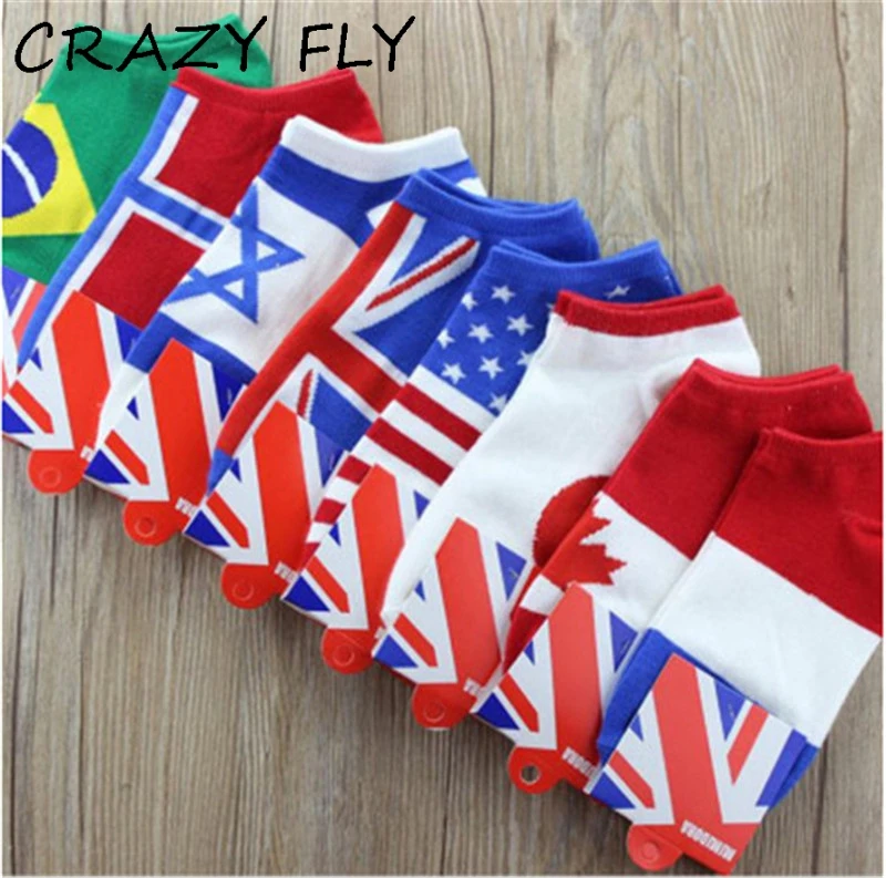 Модные мужские носки CRAZY FLY до щиколотки женские креативные цветные крутые с