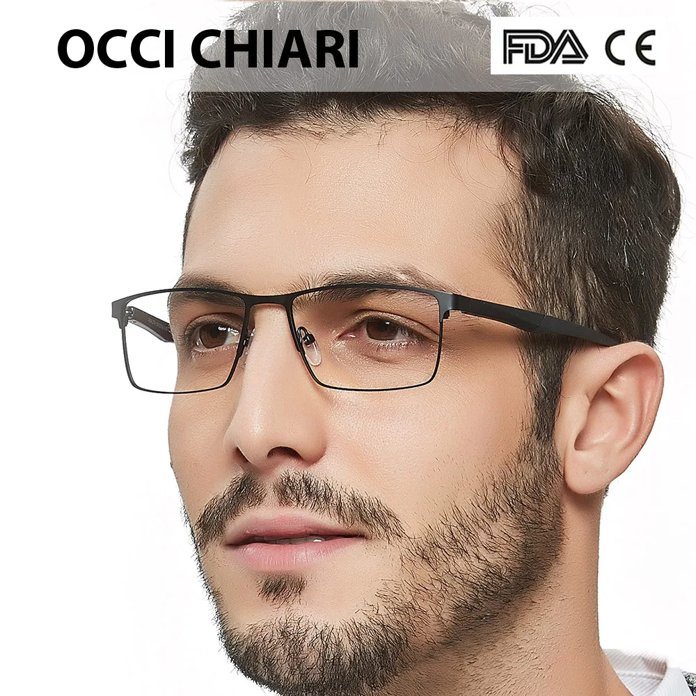 Tanie OCCI CHIARI 2018 moda marka mężczyźni Patchwork powieść projekt prostokąt oko czyste soczewki do okularów oprawki do okularów korekcyjnych okulary W CERIONI