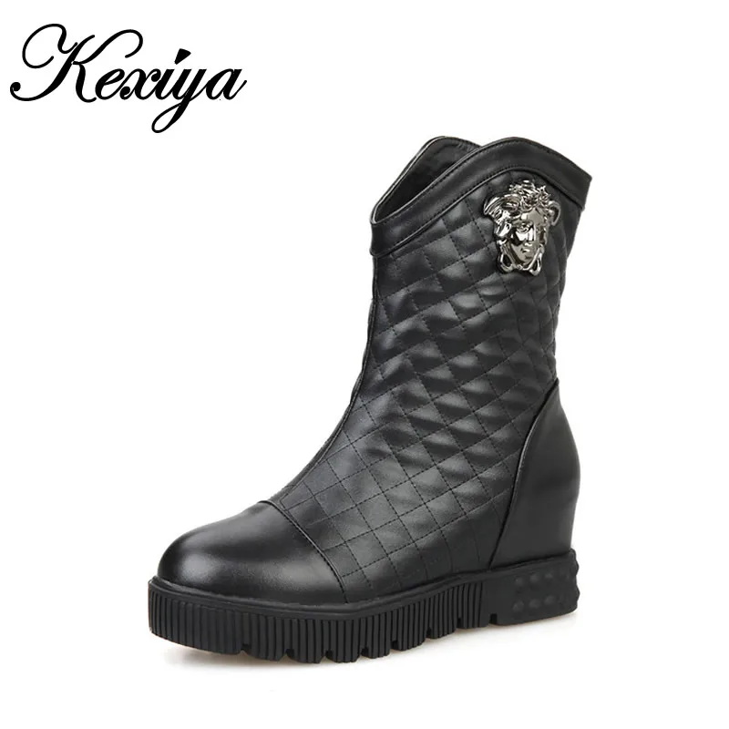 

2015 New Winter women shoes big size 34-44 round Toe Height Increasing Platform high heels warm ladies snow boots AYY-906-1