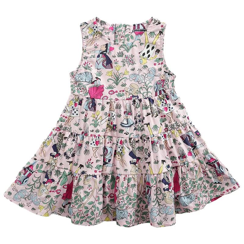 

WLG girls summer floral dress kids pink printed sleeveless ruffle dresses for girl baby princess clothes