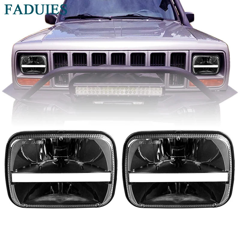 5 x 7 Rectangular LED Headlights DRL Turn Signal For Jeep Wrangler Cherokee XJ Trucks Offroad Headlamp Replacement H6054 H5054 (14)