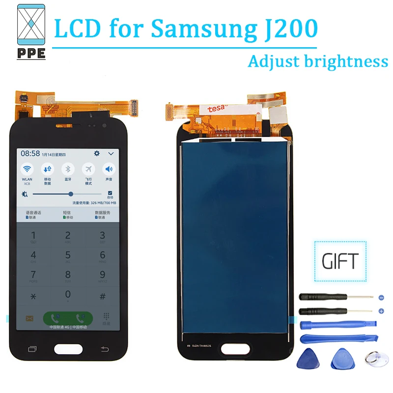 Отрегулировать Яркость для Samsung Galaxy J2 2015 J200 J200F/DS J200H J200FN J200M Сенсорный экран Lcd