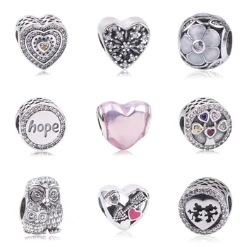 

Couqcy Hot Silver Color Luminous Floral Openwork Beads Charms Fit Original Pandora Charm Bracelet DIY Jewelry Berloque