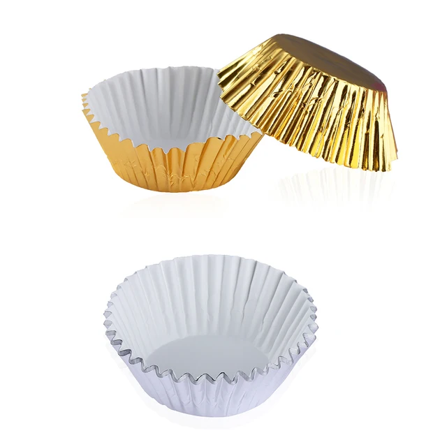 100pcs Aluminium Foil Baking Cups Paper Cupcake Wrappers Cup Muffin