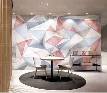 

Interior Decoration Self-definition Size 3D geometric triangle mosaic TV background wall decoration Wall Painting Wallpaper