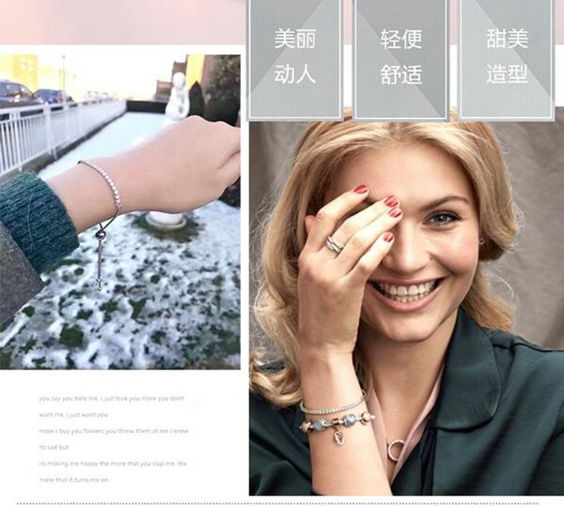 OMHXZJ оптовая продажа элегантные модные женские браслеты из стерлингового серебра