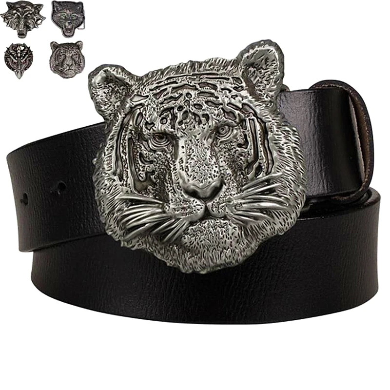 

Tiger head belt lion's head buckle belt wolf head eagle dragon dog jackal Exaggerated style trendy decorative belt punk rock