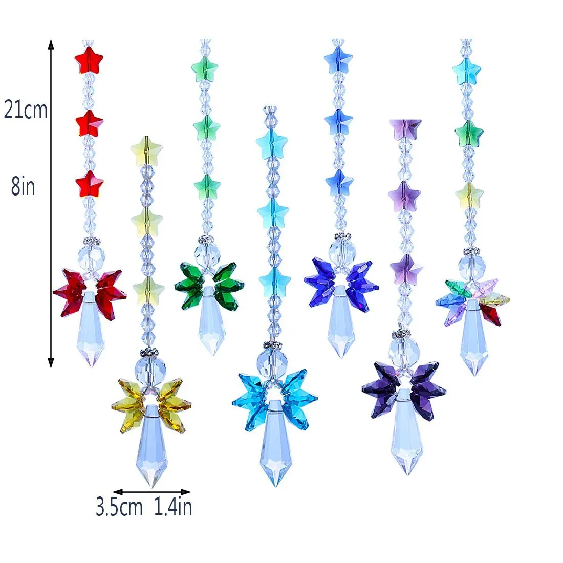 Чакра Кристалл Защита от солнца стекло Ангел-хранитель Радуга производитель коллекция Suncatcher, набор из 7, домашний сад Висячие декоративные