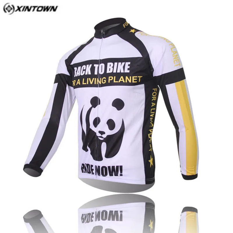 Xintown Men's Panda Long Sleeve Cycling Clothing Autumn Cycling Jersey Breathable Bike Jersey