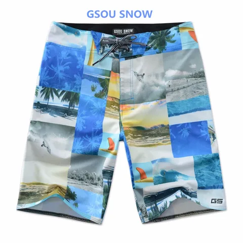 Esportes dos Homens Shorts da Praia dos Homens Roupa de Banho Gsou Neve Marca Verão Colorido Impresso Calções Rendas Mergulho Surf Shorts 2020