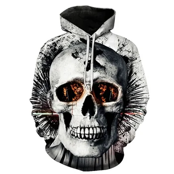 

2018 Skull Printed Unisex Hoodie 3D Sweatshirts Pullover Harajuku Mens Black Hoody Streetwear Coat for Autumn Cloth Drop Ship