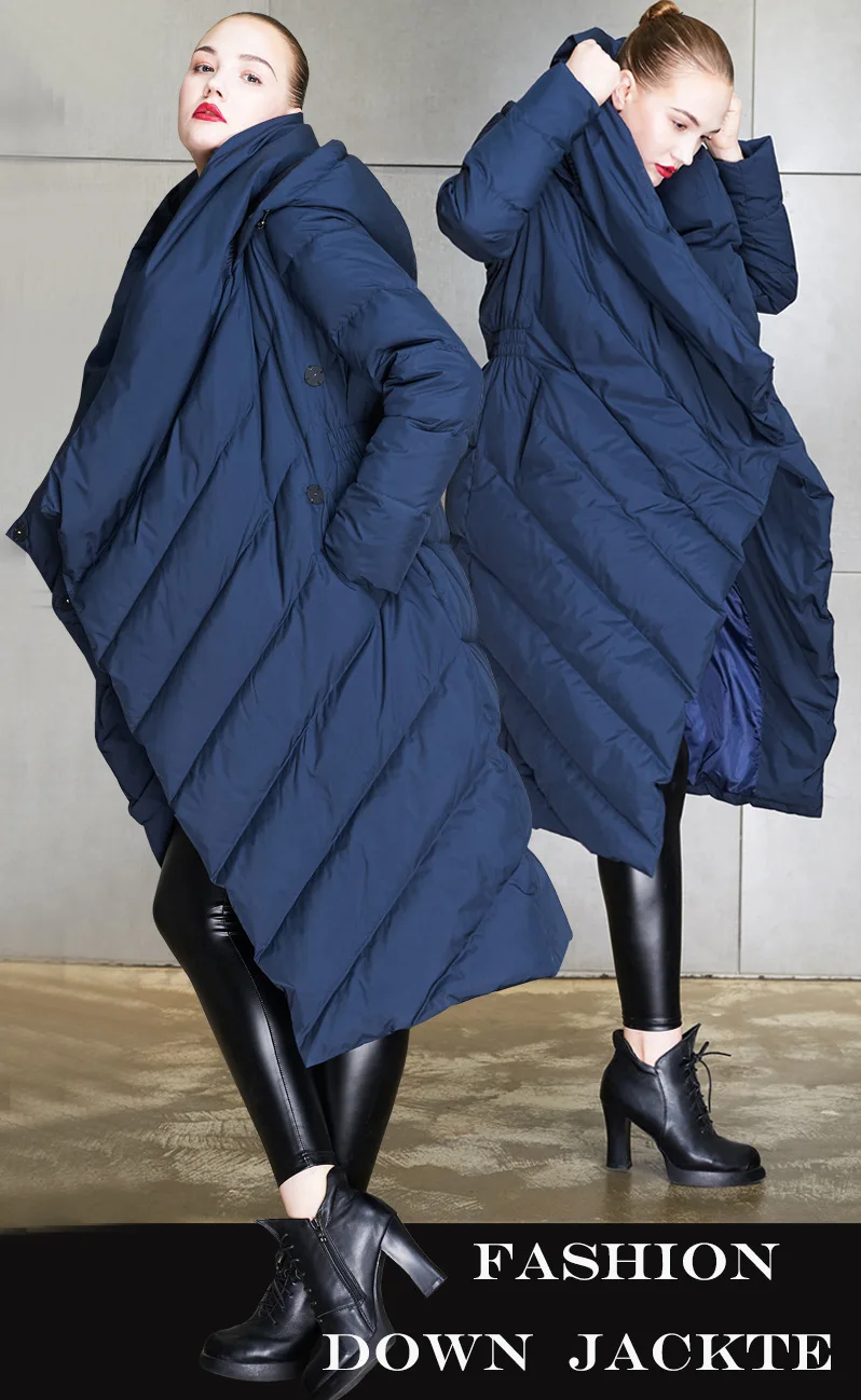 GBYXTY/Модная необычная длинная толстая куртка-пуховик с капюшоном и пером, зимняя женская теплая куртка-пуховик и пальто, пальто, ZA907