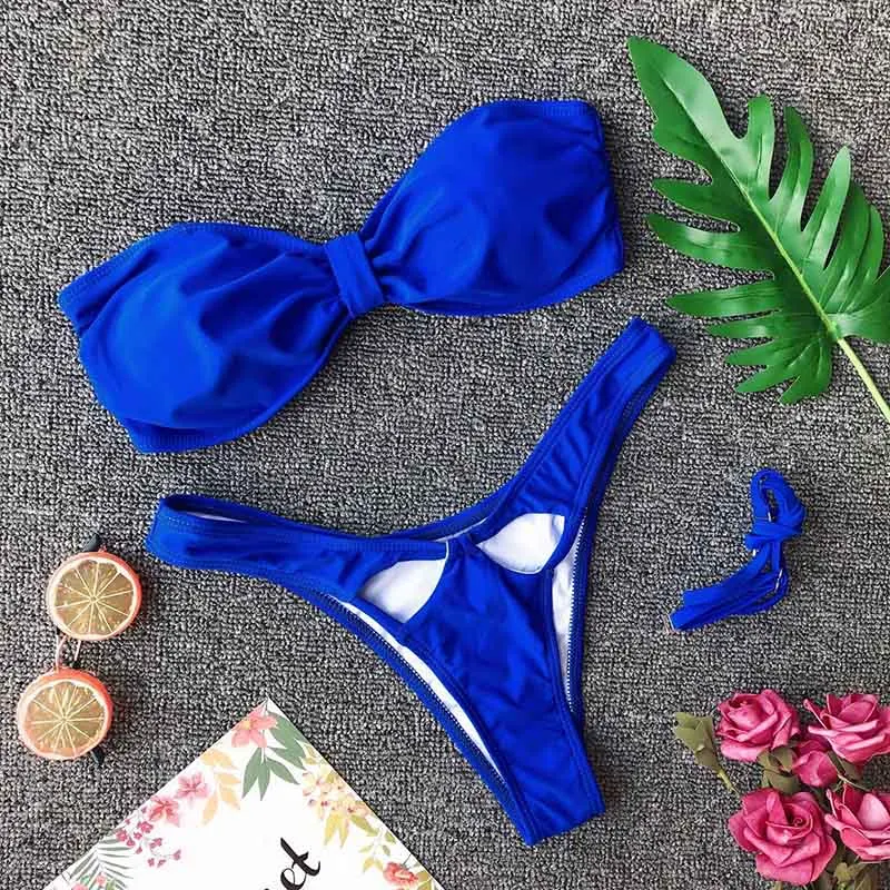 Mini Bikini Micro Strapless Biquini Sexy 2019 Mujer Solid Bikinis Women Swimsuit Swimwear Push