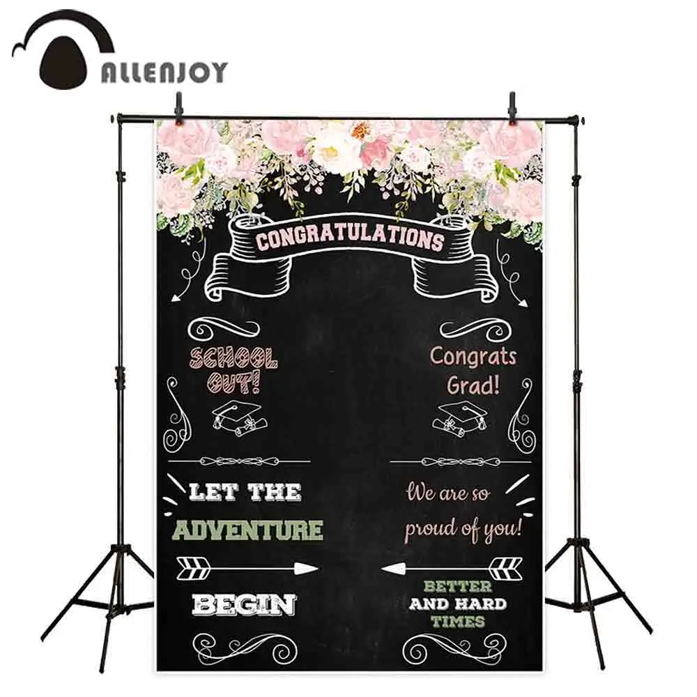 

Allenjoy photography backdrop graduation blackboard custom flower personalized background photo shoot prop photocall