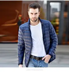 2018 осенняя и зимняя одежда мужская плюс размер 4XL ультра-тонкая куртка короткая стойка воротник куртка тонкая с карманами Повседневная