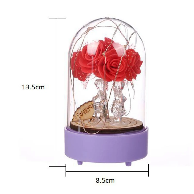 Светодиодный красивая роза и чудовище на батарейках светодиодный музыкальный ночник лучшее украшение медведь гитара ремесленные фигурки Миниатюрные