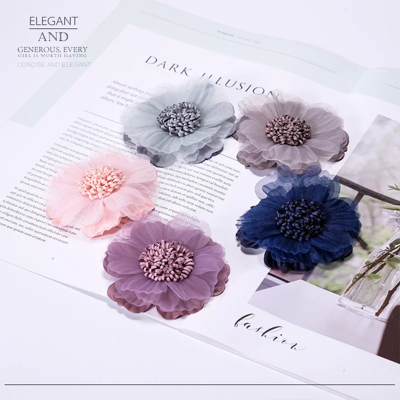 

30pc/lot Korean Chiffon Cloth Felt Flower For Kids Girls Hair Accessories Handmade Fabric Flowers For Headbands