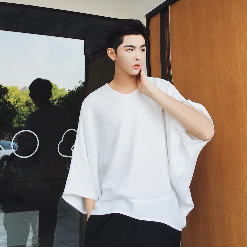 

2018 Big yards Original design batwing sleeve t-shirt top summer isconvoluting Men oversize t-shirt three quarter sleeve