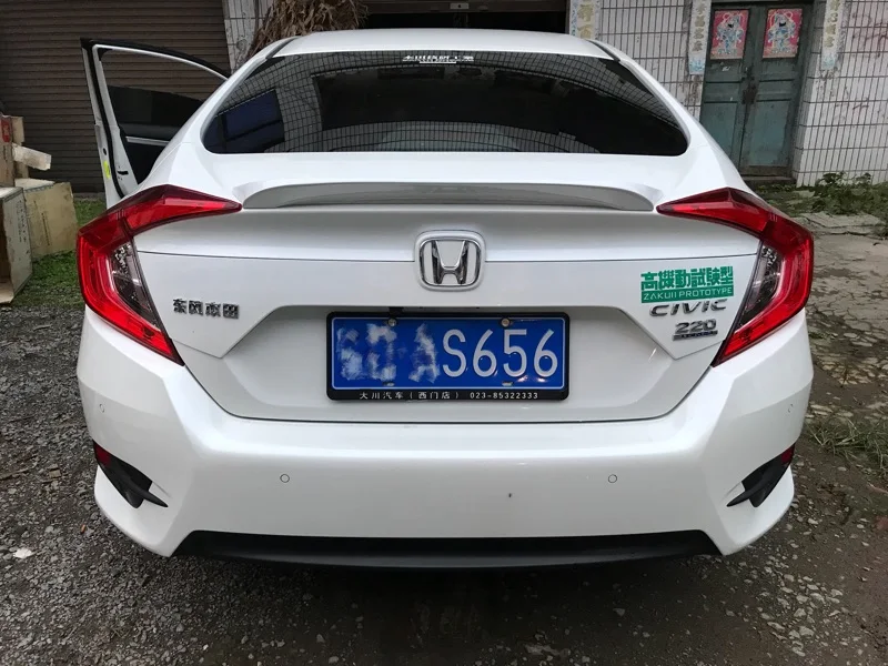 Для Honda Civic 10th Generation 4dr Sedan ABS пластмассовый задний багажник крыло крышка Неокрашенный праймер цвет задний спойлер