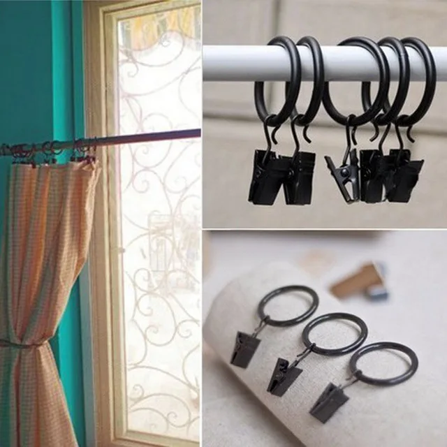 5pcs Curtain Rod Clips Rings Window Shower Curtain Rod Clips Hook