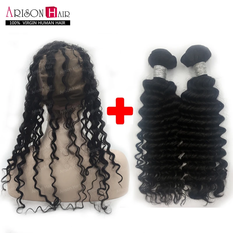 

360 Lace Frontal With Bundle 7A Peruvian deepWave 360 Frontal With 2 Bundle Top 360 Lace Frontal Closure With Bundles Human Hair