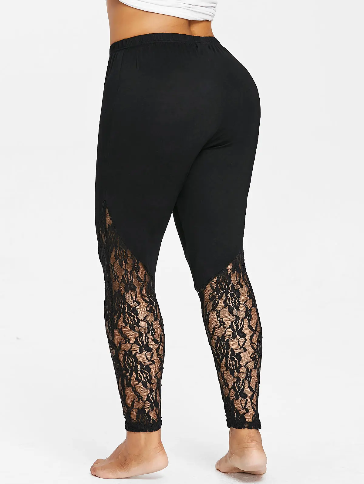 Wisalo плюс размер 5XL из тонкой ткани с цветочным кружевом леггинсы эластичные Высокая талия Карандаш обтягивающие узкие брюки женские брюки