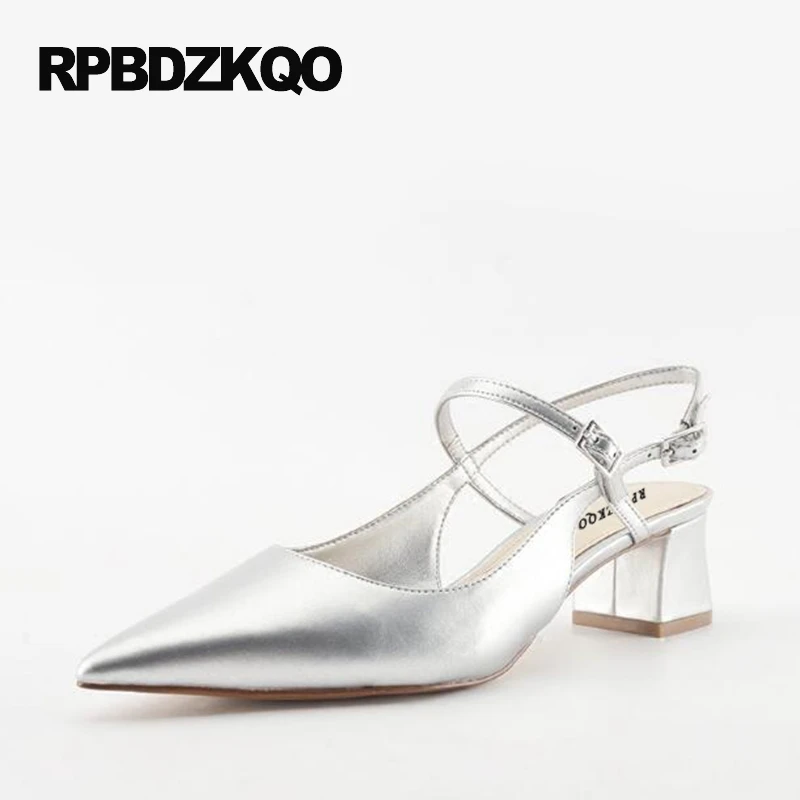 женский пол Толстые с Slingback Серебряный 2017 средний толстый леди Ремень для лодыжки