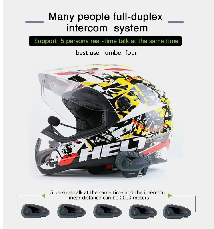 Kuulee V8 Bluetooth Интерком мотоциклетный шлем гарнитура NFC дистанционное управление FM водонепроницаемый 5 всадников дуплекс