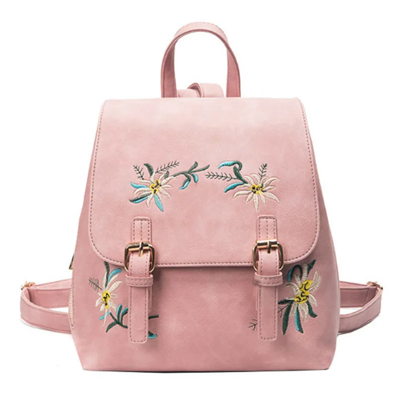 

Kajie Fashion PU Leather Women Backpack Floral Embroidery School Bag For Teenage Girl Ladies Small Backpacks Sac A Dos Bagpack