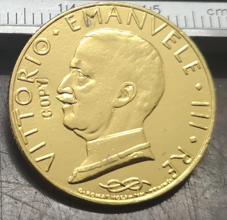 1931 Italia 100 Lire-Vittorio Emanuele Iii Oro Copia Coin