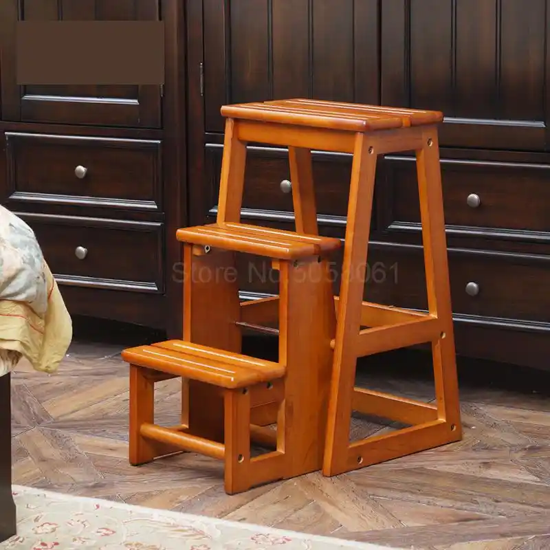 Taburete De Escalera De Madera Maciza Taburete De Escalera Plegable Multifuncion Para Cocina Taburete De Escalon De Madera Para Escaleras Del Hogar Taburetes Con Peldanos Y Escaleras De Peldanos Aliexpress