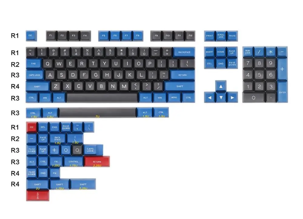 MAXKEY синий и серый SA keycap Doubleshot ABS 137 ключи для cherry механическая клавиатура MX - Цвет: SA Blue and Gray