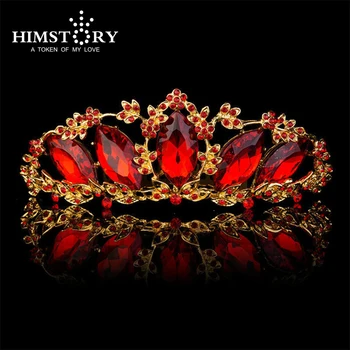 

Luxury Red/White Austrian Crystal TearDrop Stone Gorgeous Bridal Party Crown Tiara Combs Wedding Hair Accessory
