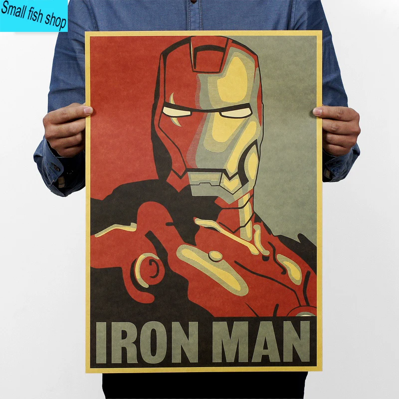 

caricature Iron Man Hollywood Home Furnishing decoration Kraft Movie Poster Drawing core Wall stickers