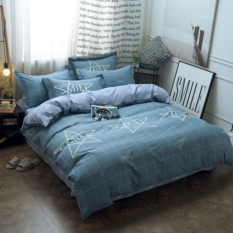 

Dormitory Cotton 4 Piece Bedding Set Princess Style Twill Cotton Quilt Cover Sheets