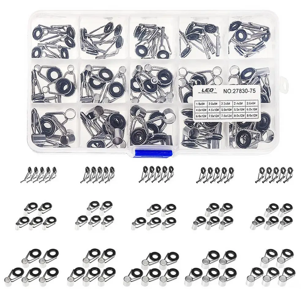 75 шт./компл. 15 Размеры телескопическая направляющая для рыболовной удочки Керамика& железный круг кольцо удочки аксессуары инструмент для ремонта с коробкой