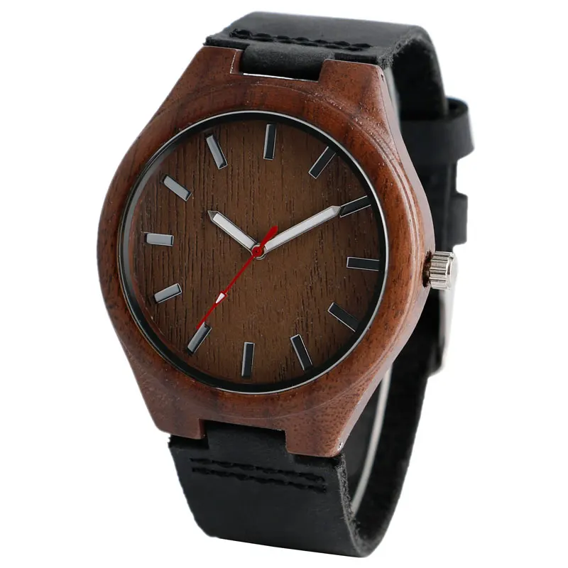 YISUYA Mens Wooden Wrist Watch Novel Bamboo Wood Creative Watches Black Genuine Leather Band Strap Quartz Males Watch relogio (19)