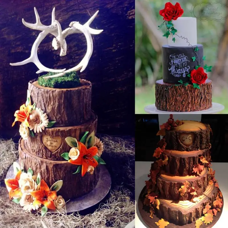 

Silicone Cake DIY Baking Pastry Mold 3D Tree Bark Pattern Fondant Decorating Mould Tools P7Ding