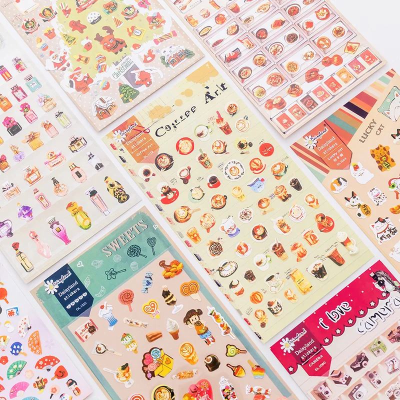 7  Different Sheets Cute Pet DIY Stickers Cartoon Children Stickers Toys Emoji PVC Scrapbook Gifts For Kids
