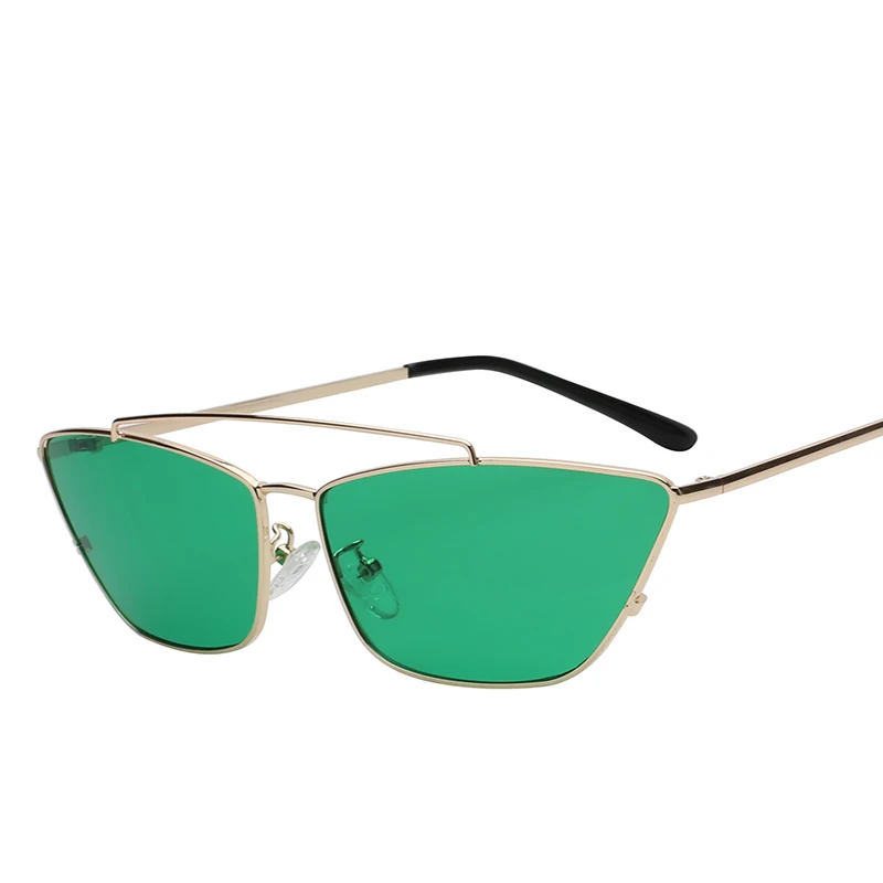 MAX ретро в форме кошачьих глаз Солнцезащитные очки женские розовые коричневые линзы солнцезащитные очки модные легкие солнцезащитные очки для женщин винтажные металлические очки - Цвет линз: Gold w sea green