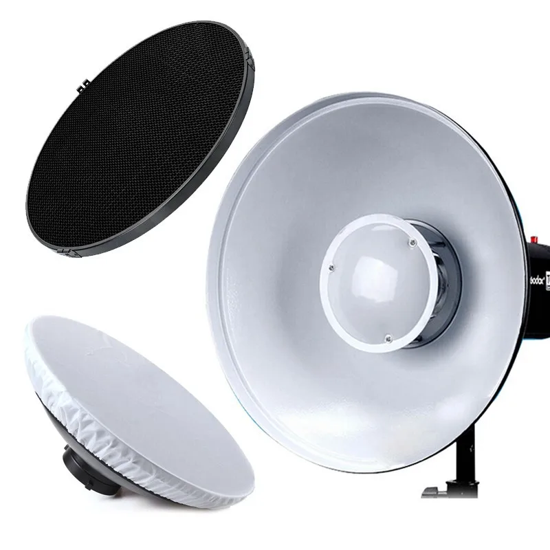 55 см/2" Studio White beauty Dish Bowens Mount+ сотовая сетка+ рассеиватель для Godox Flash Storbe