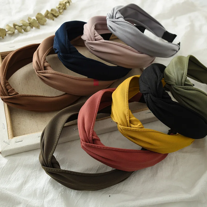 

New Korean INS Elastic Hairband Solid Color Headband for Women Spring Summer Cross Knot Hair Hoop Girls Hair Accessories