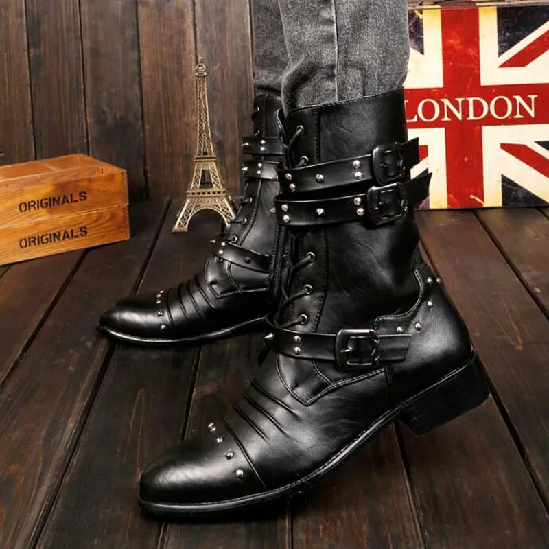 YATNTNPY/Новое поступление; мужские Ботинки martin; модные высокие ботинки с локомотивом; зимняя обувь на меху; ботинки из искусственной кожи черного цвета; мужские ботинки; bota - Цвет: black with fur