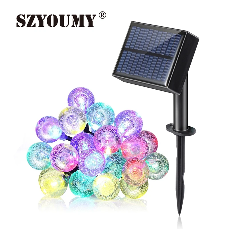 

SZYOUMY 20 LED 30 LED Crystal Ball LED String Solar Power USB Charge LED String Christmas Holiday Wedding Waterproof Decor Light